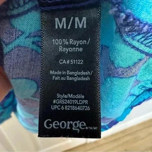 George Midi Dress Tie  Waist Blue Floral Size Medium - Picture 8 of 16